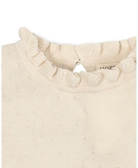 Hope & Henry Little and Big Girls' Organic Long Sleeve Ruffle Edge Sweater
