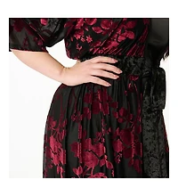 Unique Vintage Plus Floral Velvet Burnout Duster