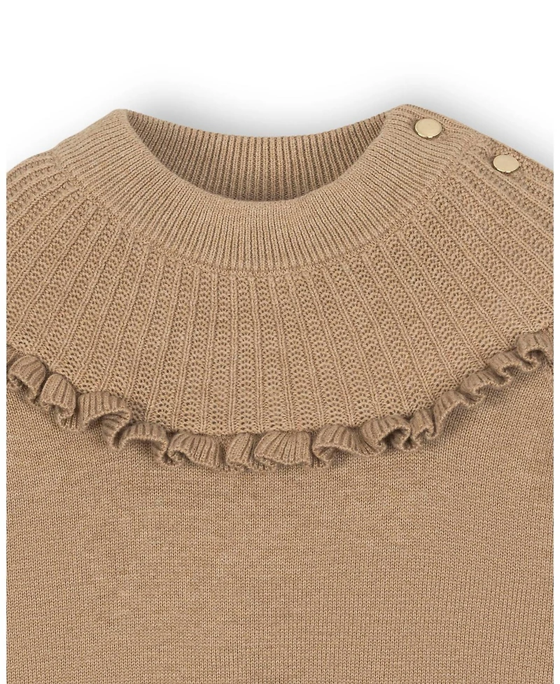 Hope & Henry Little and Big Girls' Organic Long Sleeve Mock Neck Sweater with Ruffle