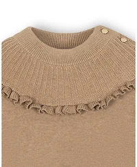 Hope & Henry Little and Big Girls' Organic Long Sleeve Mock Neck Sweater with Ruffle
