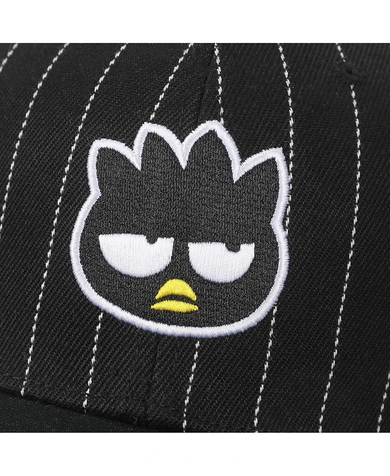 Hello Kitty Men's Badtz-Maru Embroidered Character Face Black Striped Poly Wool Baseball Hat