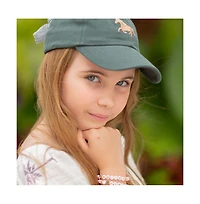 Bits & Bows Girls' Horse Bow Baseball Hat in Hunter Green