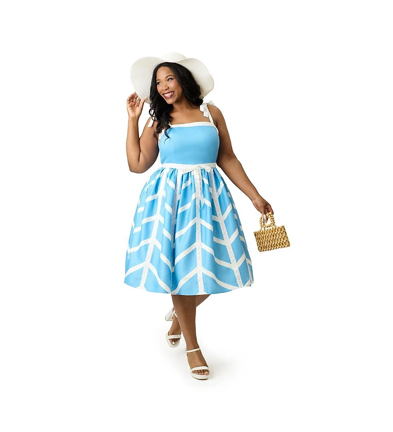 Unique Vintage Plus Chevron Eyelet Swing Dress