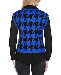 Belldini Women's Houndstooth Two-Fer Sweater
