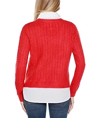 Belldini Women's Bow-Trim Two-Fer Sweater