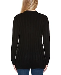 Belldini Women's Button-Front Cable Cardigan Sweater