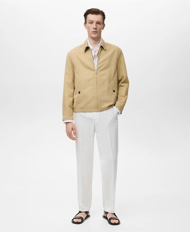 Mango Men's Zipper Linen Jacket