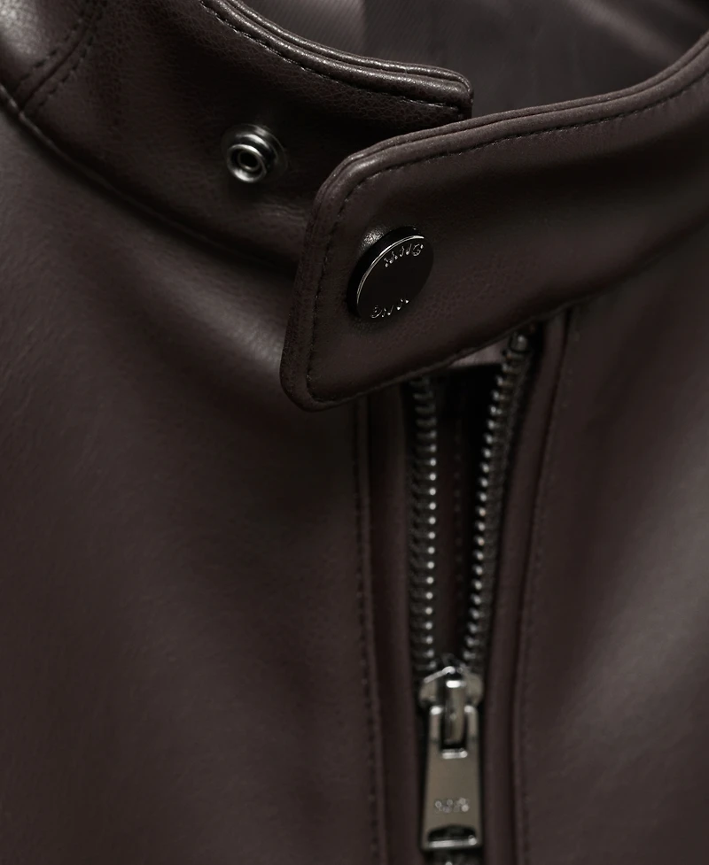 Mango Men's Zip-Up Leather-Effect Jacket