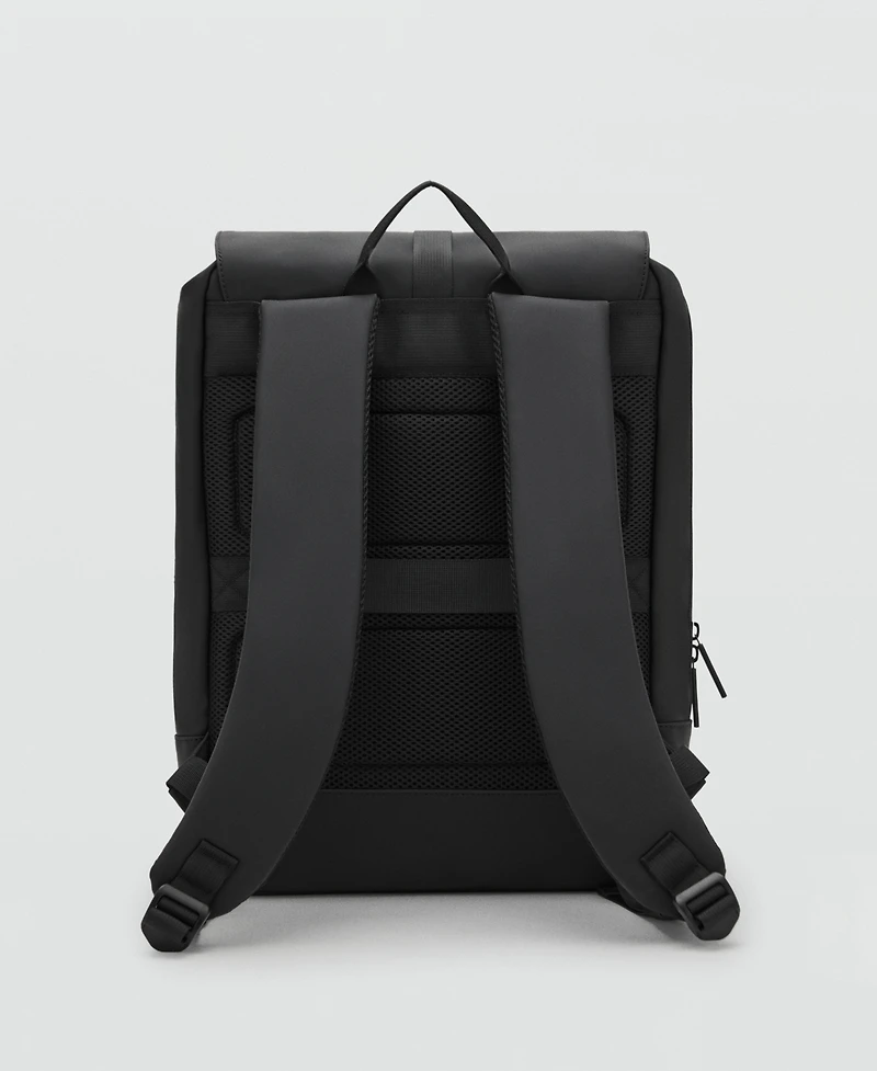 Mango Men's Rubberized Flap Closure Backpack
