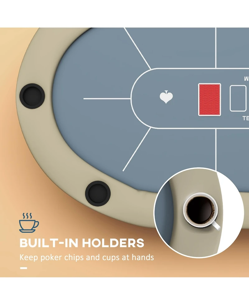 Soozier 70" Foldable Poker Table, 8 Player jack Game Table,