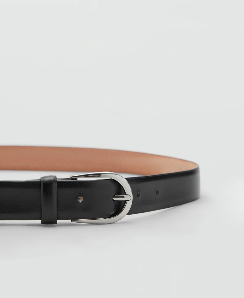 Mango Men's Buckle Leather Belt