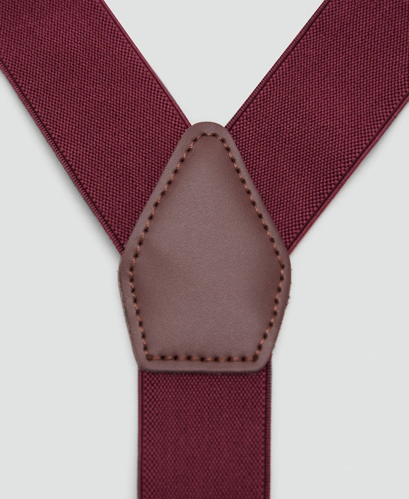Mango Men's Leather Details Adjustable Elastic Suspenders
