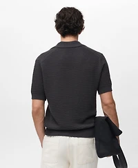 Mango Men's Crochet Cotton Polo Shirt