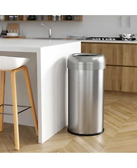 iTouchless 16 Gallon / 61 Liter Stainless Steel Round Open Top Kitchen Trash Can with Dual Odor Filters