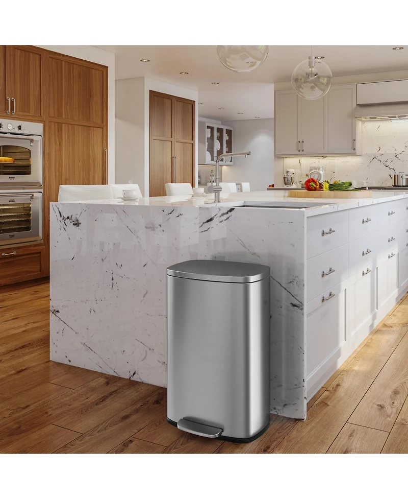 iTouchless 13 Gallon / 50 Liter SoftStep Stainless Steel Bathroom Trash Can with Odor Filter