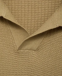 Mango Men's Ribbed Cotton Knitted Polo Shirt