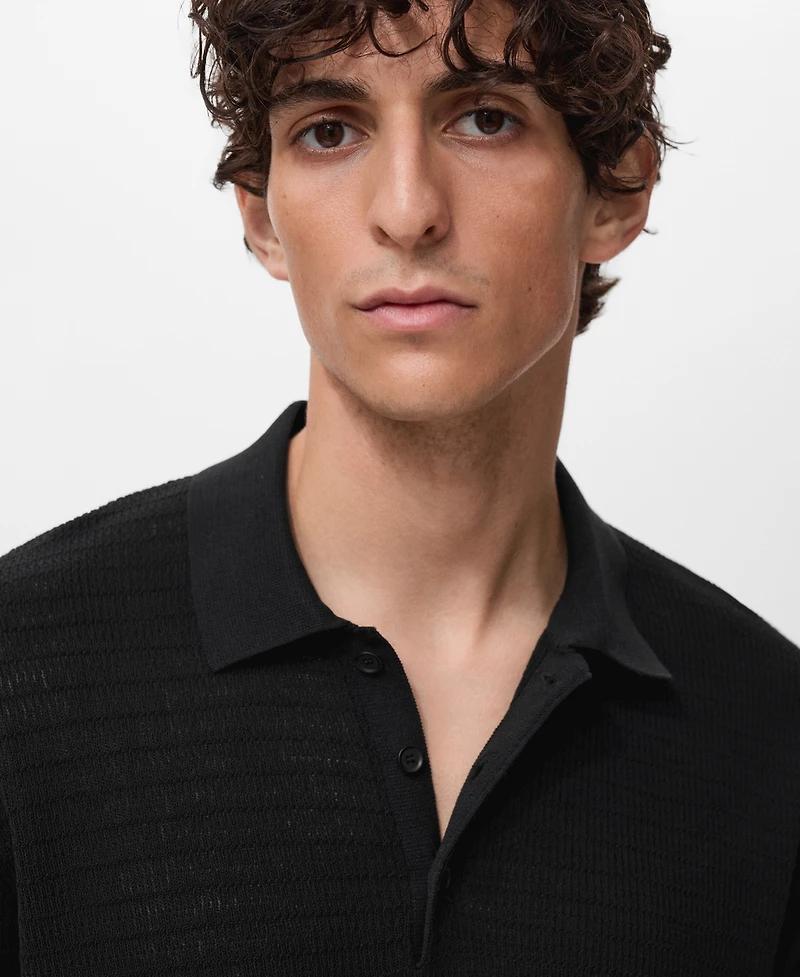 Mango Men's Fine-Knit Cotton Polo Shirt
