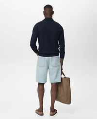 Mango Men's Zipper Collar Microstructure Sweater