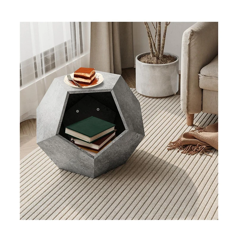 Zeus & Ruta 25.98" Pet Carrier Side Table Planter in Cement Gray