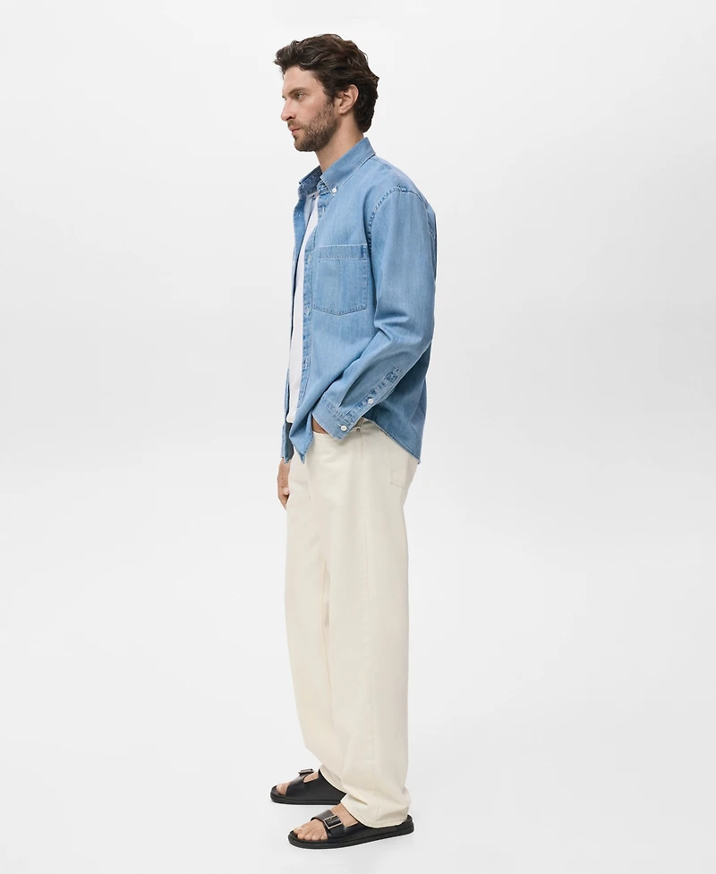 Mango Men's Denim Pocket Overshirt