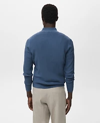 Mango Men's Zip Neck Ribbed Sweater