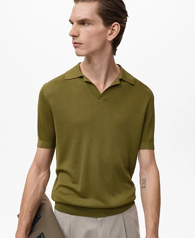 Mango Men's Fine-Knit Cotton Polo Shirt