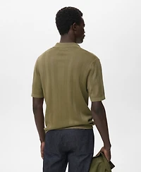 Mango Men's Ribbed Knit Polo Shirt