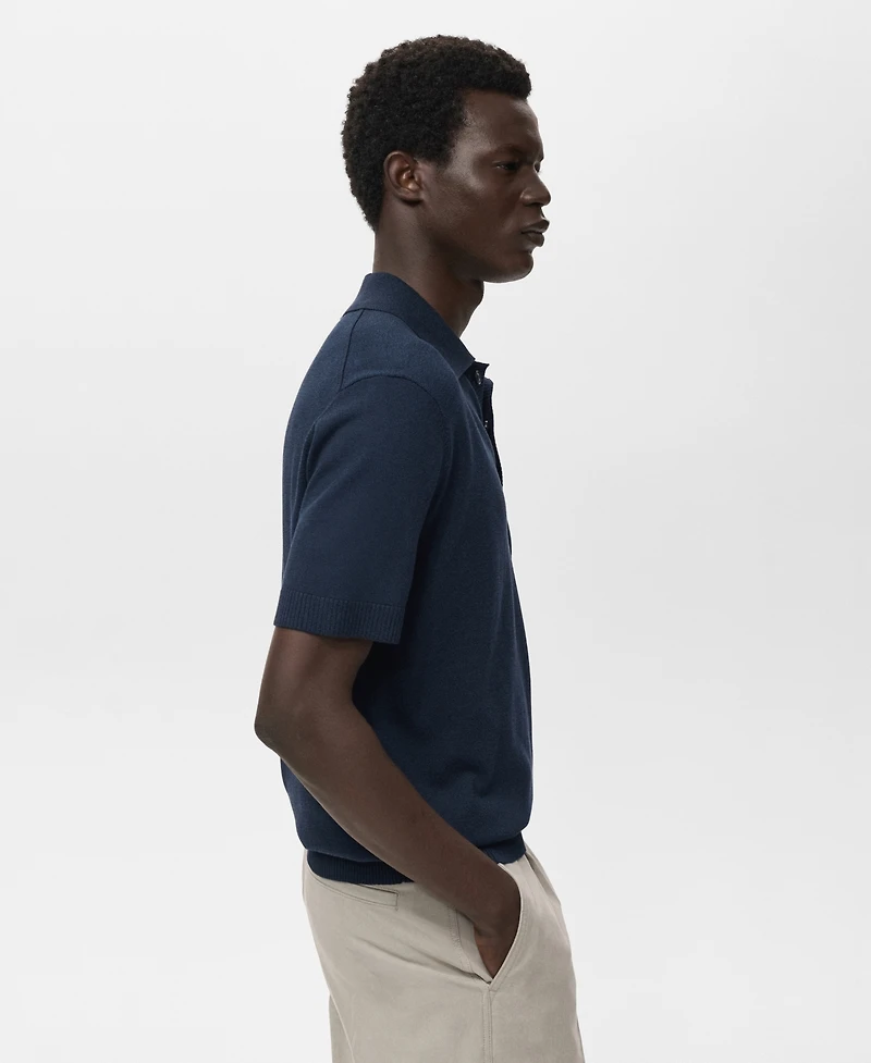 Mango Men's Cotton Knitted Polo Shirt