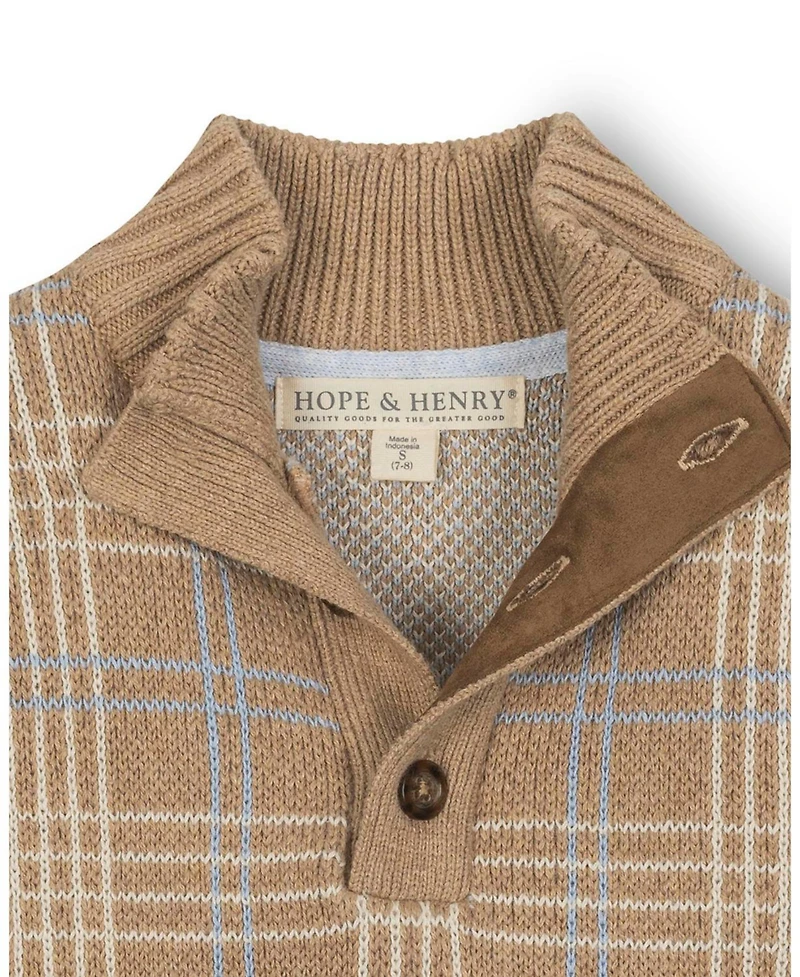 Hope & Henry Little and Big Boys' Organic Mock Neck Intarsia Sweater