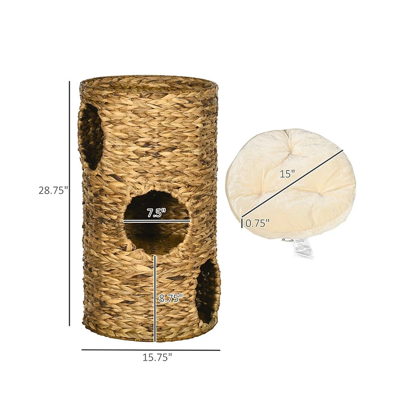 Zeus & Ruta Elevated Cat Tower with 3 Hideaways and Plush Cushions