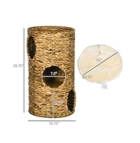 Zeus & Ruta Elevated Cat Tower with 3 Hideaways and Plush Cushions