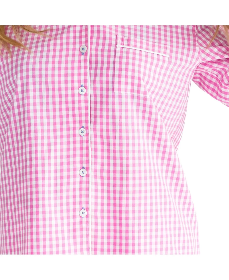 Sant and Abel Women's Hepburn Gingham Pink Long Pj Set