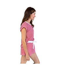 Sant and Abel Women's Red Stripe Jersey Short Pj Set