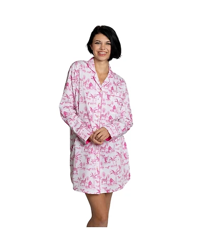Sant and Abel Women's Skydog Pink Toile Night Shirt