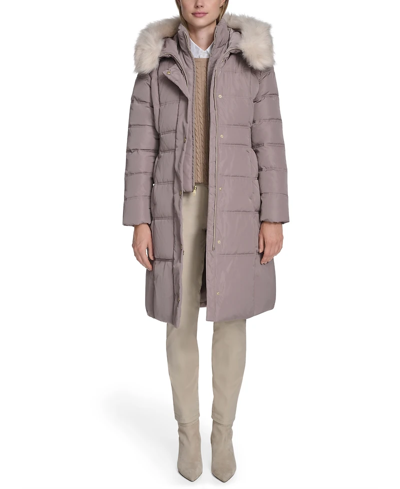 Cole Haan Women's Trim Hood Zip-Front Puffer Coat