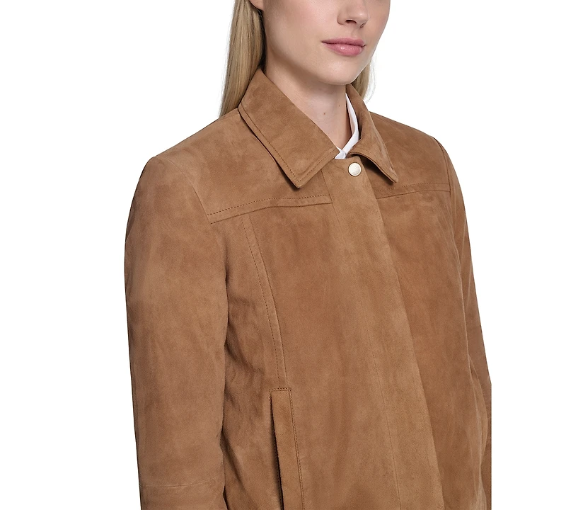 Cole Haan Women's Zip Front Suede Jacket