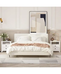 Exquisite 2-drawer bedside table with metal handle, bedroom nightstand, wooden end table