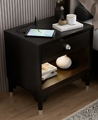 Furniture of America Forma 26" Solid Wood 1-Drawer Nightstand with Touch Light