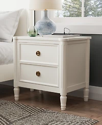 Furniture of America Arlena 28" Solid Wood 2-Drawer Nightstand with Usb Ports