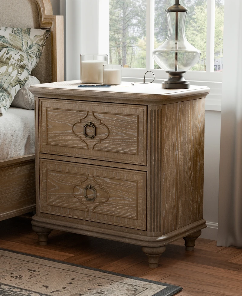 Furniture of America Aveline 29.5" Solid Wood 2-Drawer Nightstand with Usb Ports