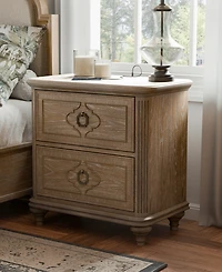 Furniture of America Aveline 29.5" Solid Wood 2-Drawer Nightstand with Usb Ports