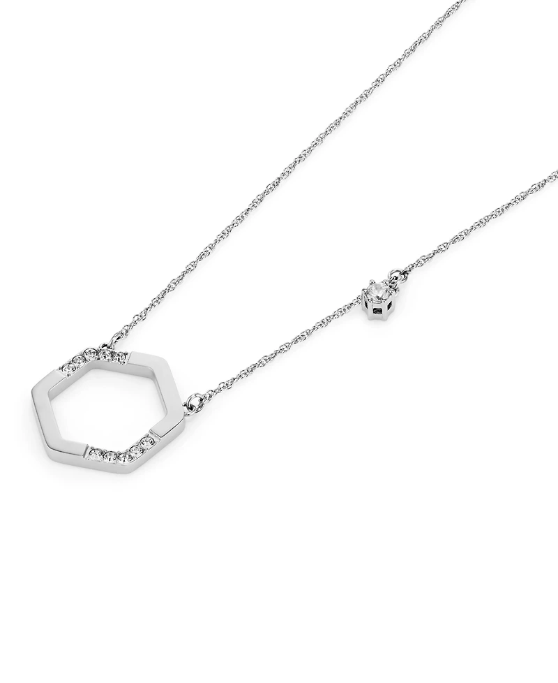 Olivia Burton Crystal Honeycomb Silver Tone Stainless Steel Necklace