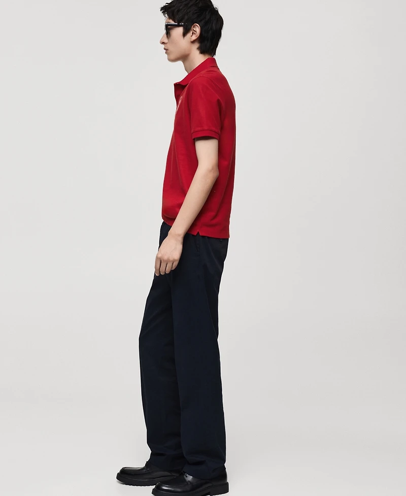 Mango Men's Embroidered Graphic Cotton Polo Shirt