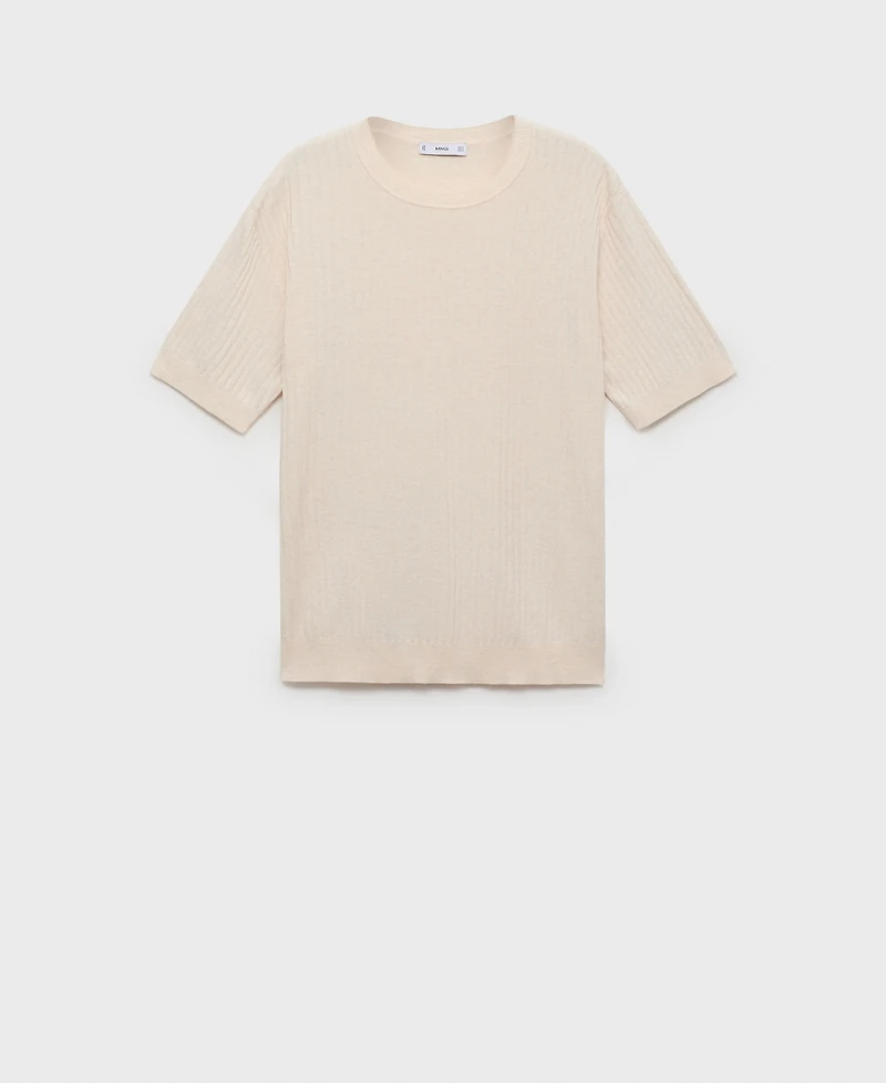 Mango Men's Textured Striped T-Shirt
