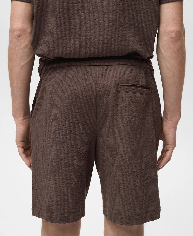 Mango Men's Drawstring Seersucker 5.47" Shorts