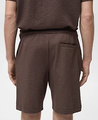 Mango Men's Drawstring Seersucker 5.47" Shorts