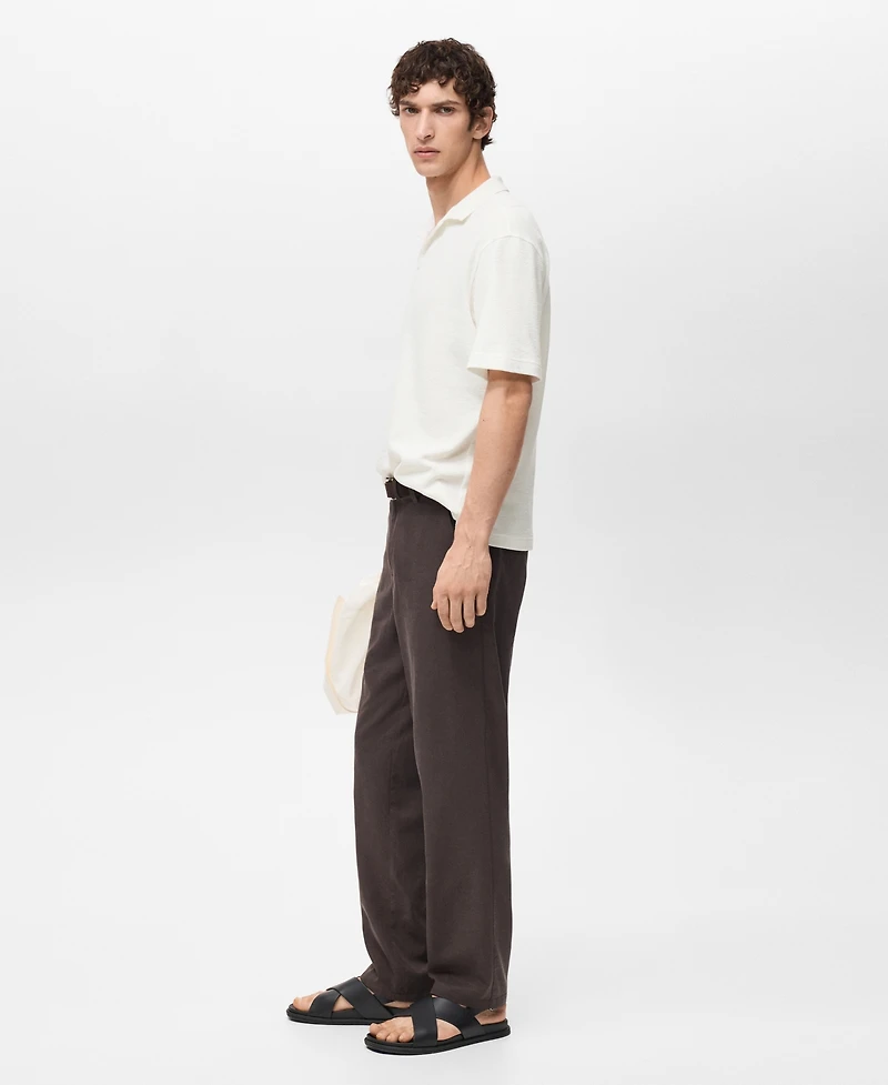 Mango Men's Textured Cotton Relaxed-Fit Polo Shirt