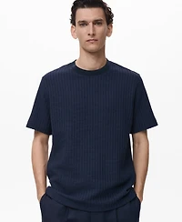 Mango Men's Ribbed Knit T-Shirt