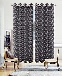Superior Trellis Sheer 2-Piece Curtain Panels with Grommet Header Top, 52" X 63"