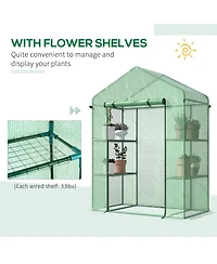 Outsunny 56" x 29" x 77" Small Walk-in house w/3 Tier Shleves,